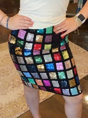 Vintage Chetta B sequin silk skirt Sherrie Bloom  Peter Noviello NWT 6 $394